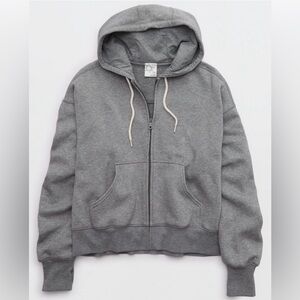 OFFLINE By Aerie Cloud Fleece Classic Full Zip Sweatshirt - Dark Heather Gray